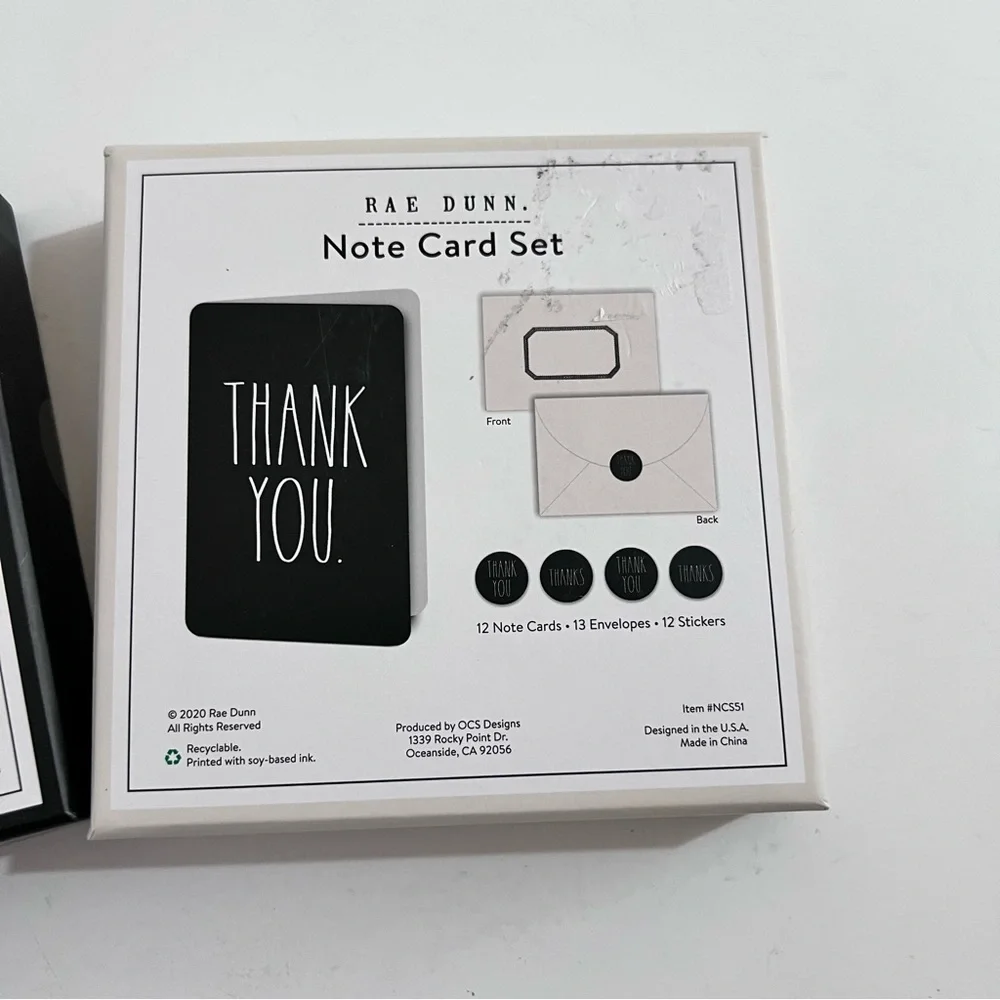 Rae Dunn Thank You Cards Note Card Sets Set of 2 Boxes 24 Cards Total New